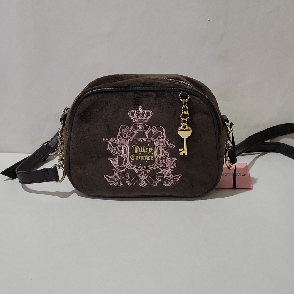 Juicy Couture Dark Brown Crossbody Bag with Gold Key Charm